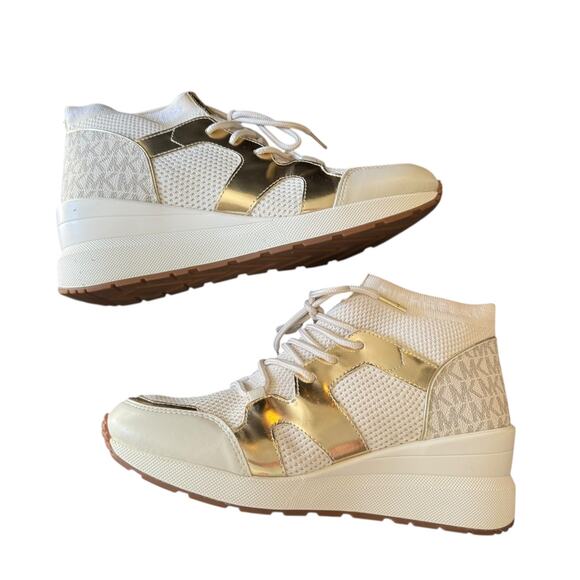 Michael Kors White Markie Wedge Heel Bootie Sneakers Size 9 - Picture 6 of 8